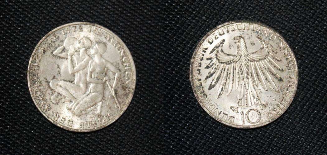 1972 10 Deutshe Mark G Mint Mark "Olympiade 1972 in Munchen"