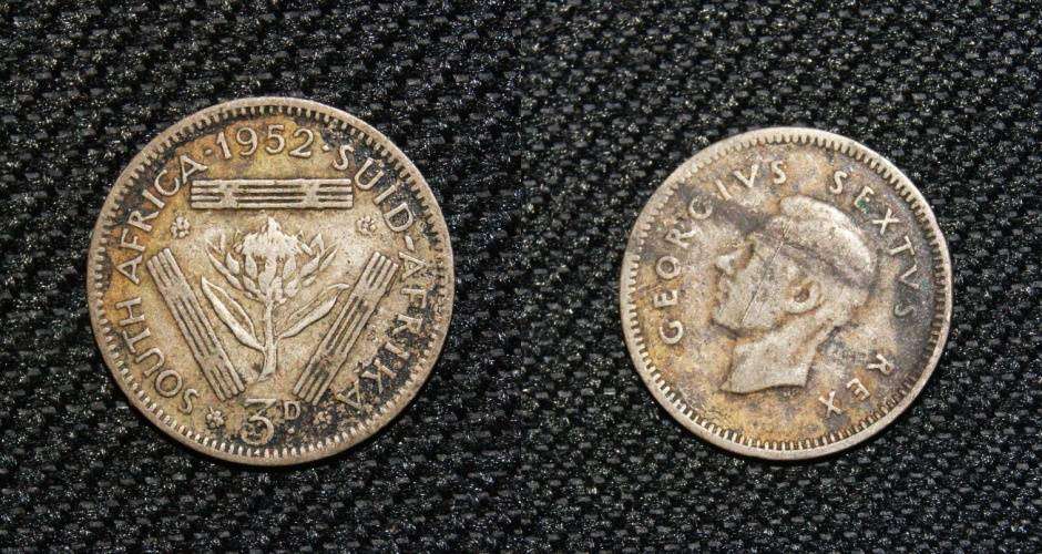 1952 Union of South Africa 3d (Tickey) VF