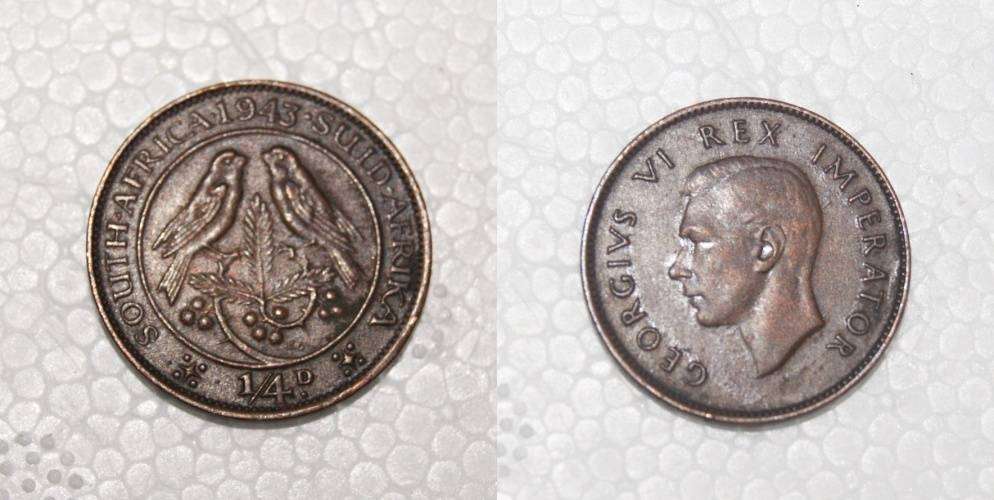 1943 South Africa Quarter Penny VF/XF