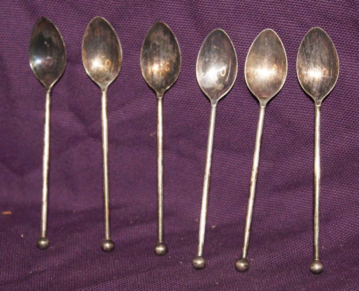 Vintage German Silver Plated Set of 6 Teaspoons