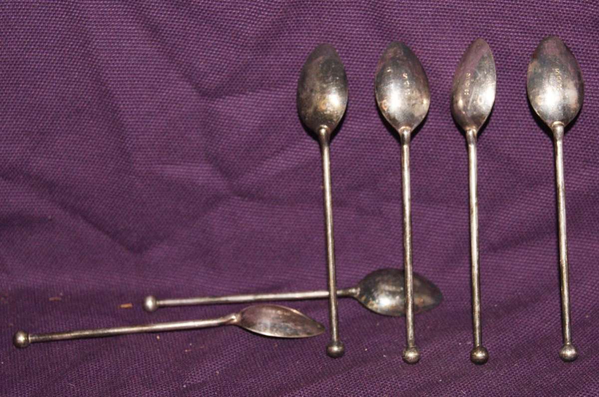Vintage German Silver Plated Set of 6 Teaspoons