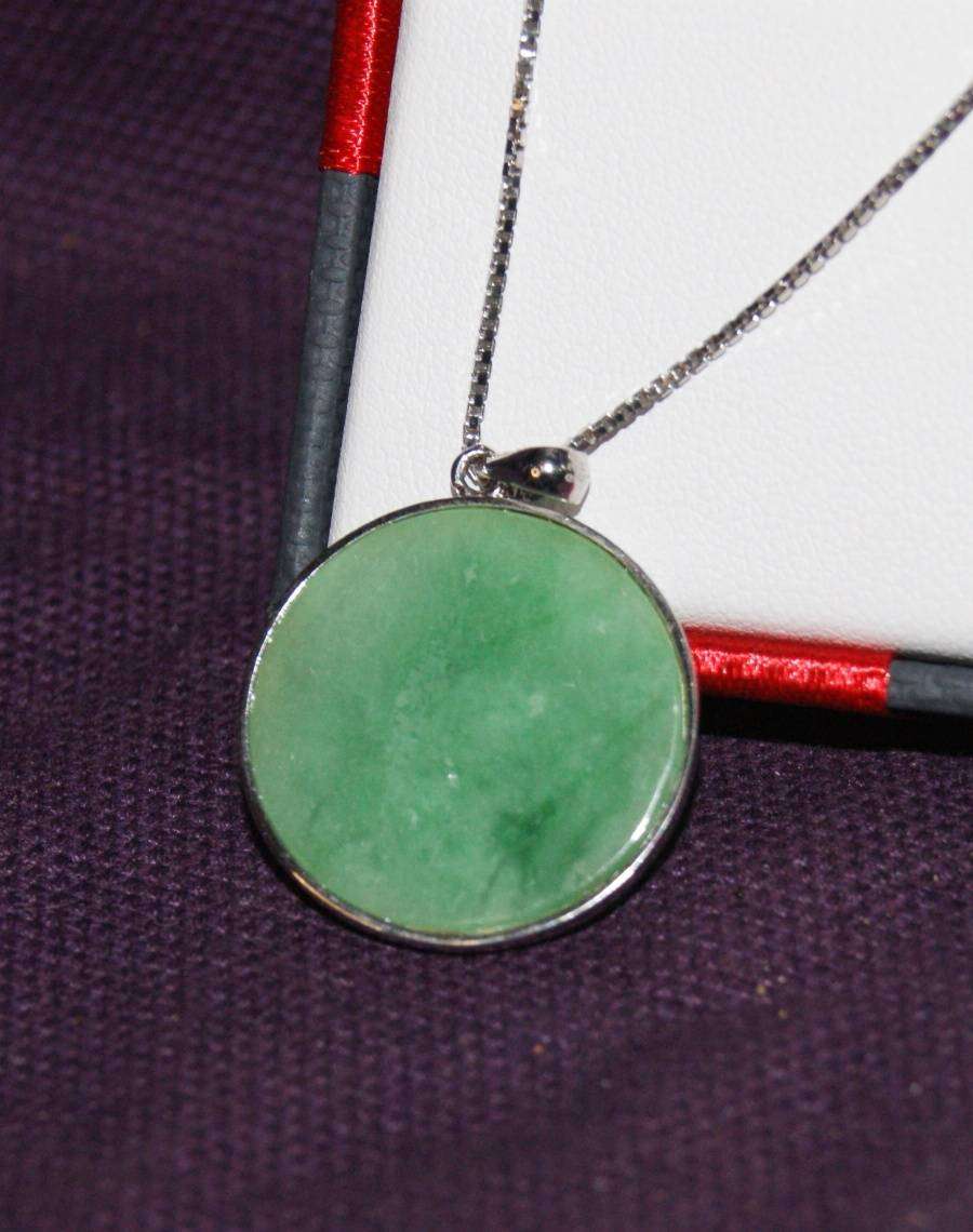 Sterling Silver and Jade Laughing Buddha Pendant on Sterling Silver Chain