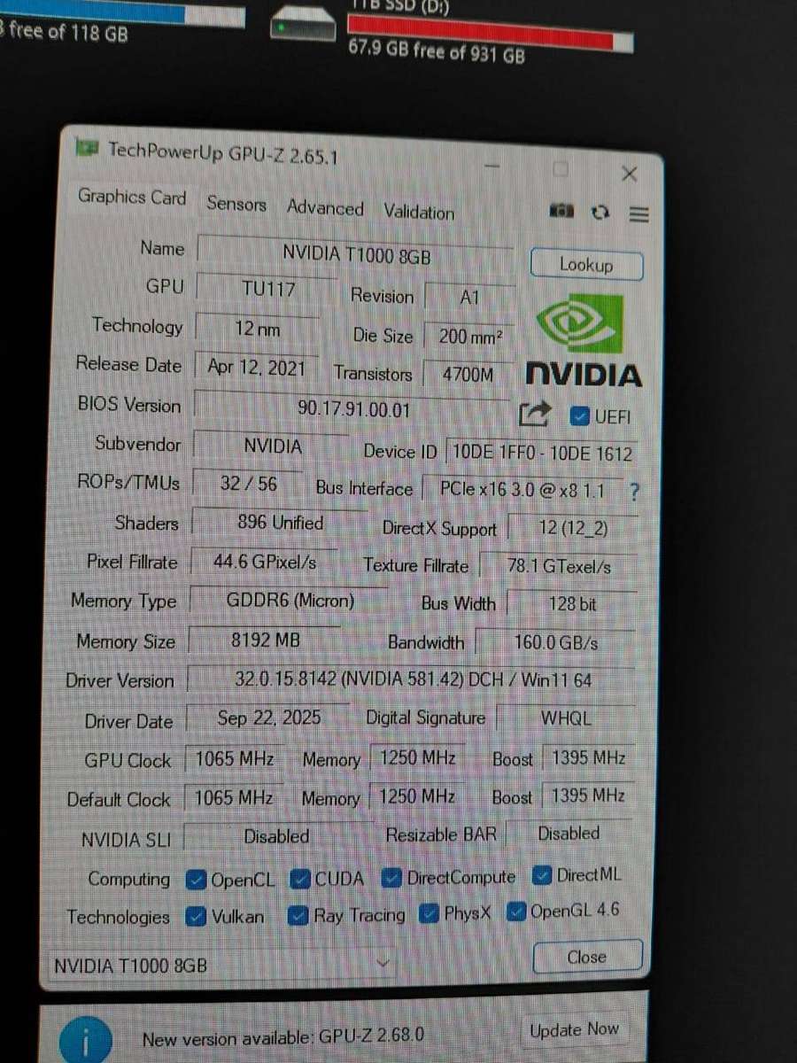 Nvidia Quadro T1000 8GB