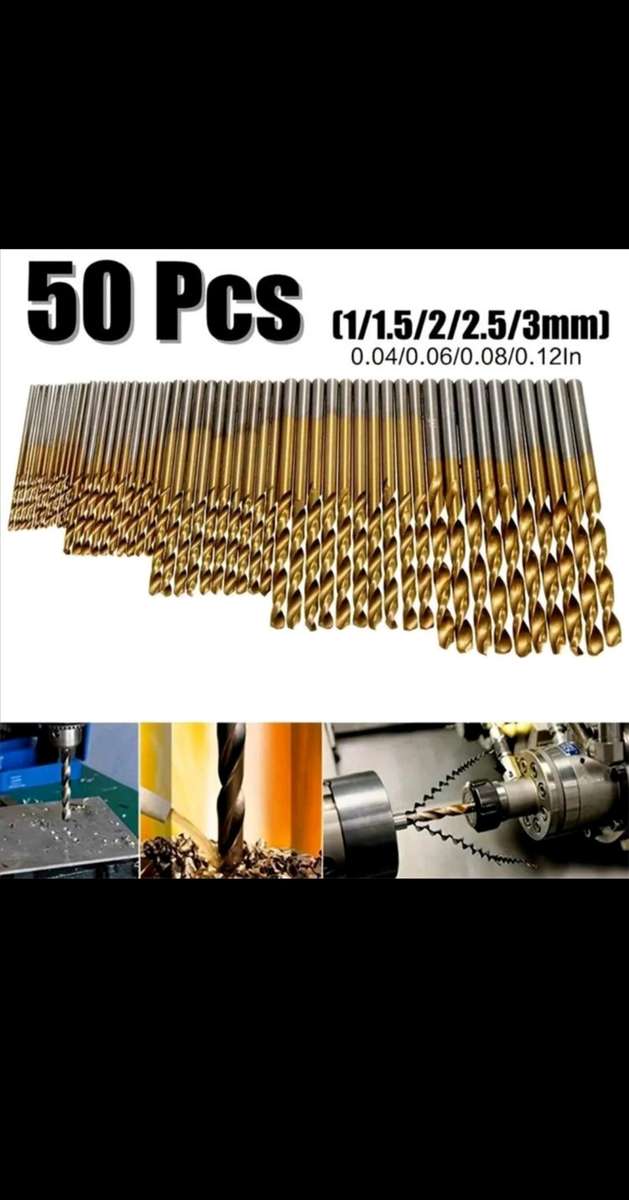 50pcs 1-3mm Titanium Coated Drill Bits