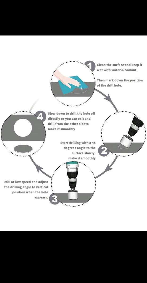 10-Piece Diamond-Coated Hole Saw Drill Bit Set (3mm - 50mm)  Precision Drilling for Hard Material