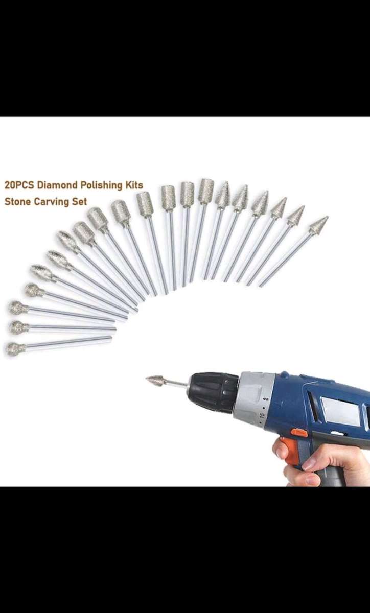 20pc Diamond burrs. DIY work on any surface. Drilling, carving, engraving, etching etc.