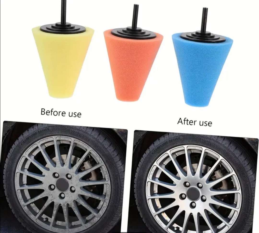 3pc Cone Shaped Polishing Sponge Set for Drill Machines