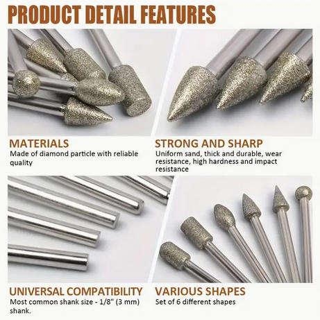 20pc Diamond Grinding Burr Set  For Rotary Tools & Dremel