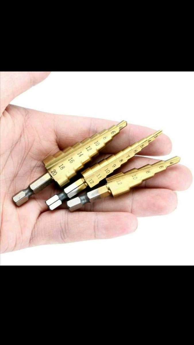 3Pcs Black 4-12 3-12 4-20 Step Drill Bit Set, HSS Titanium Step Drill Bits for Metal,Straight Groov