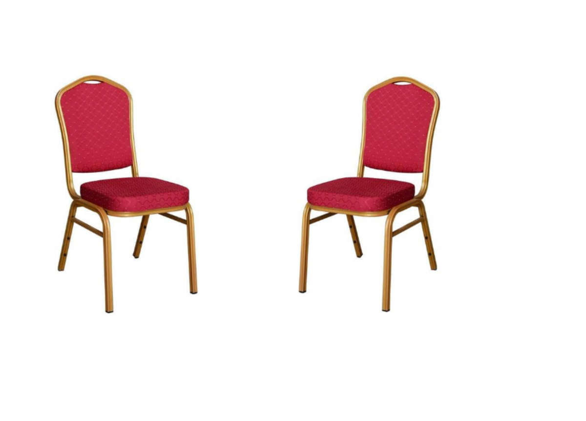 Conference Chair with Metal Frame - Red and Gold