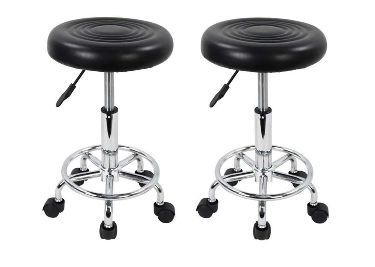 Adjustable Rolling Barstools with Wheels - Black - Secondhand