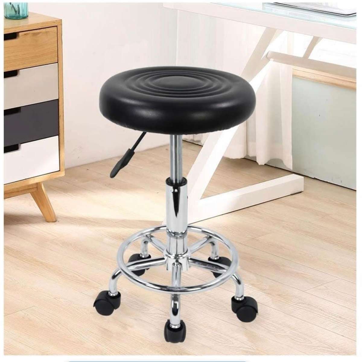 Adjustable Rolling Barstools with Wheels - Black - Secondhand