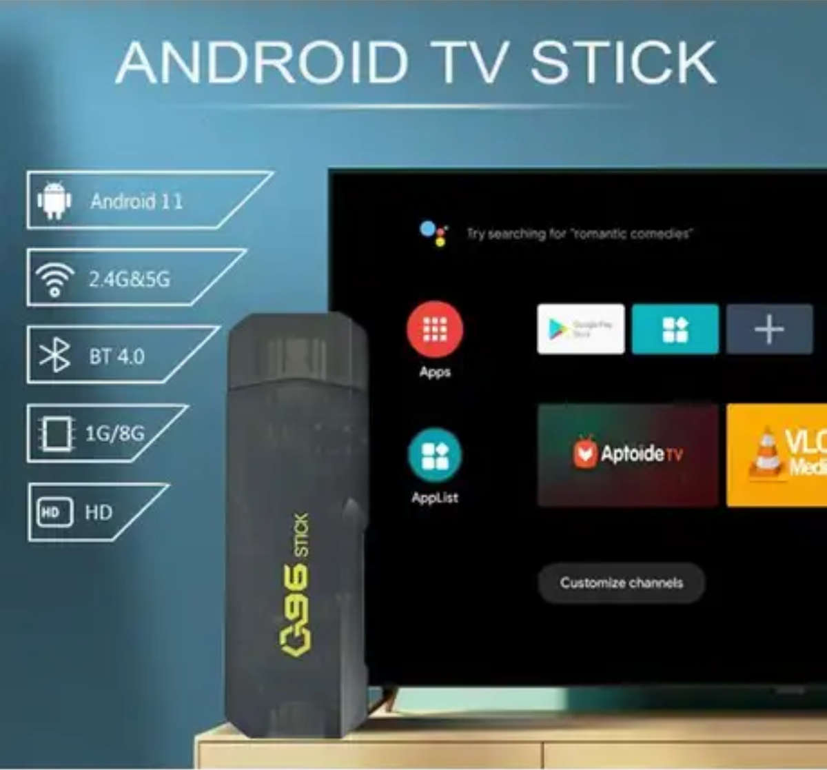 4K Ultra HD TV Stick Q96 Android Tv Stick. Android 11
