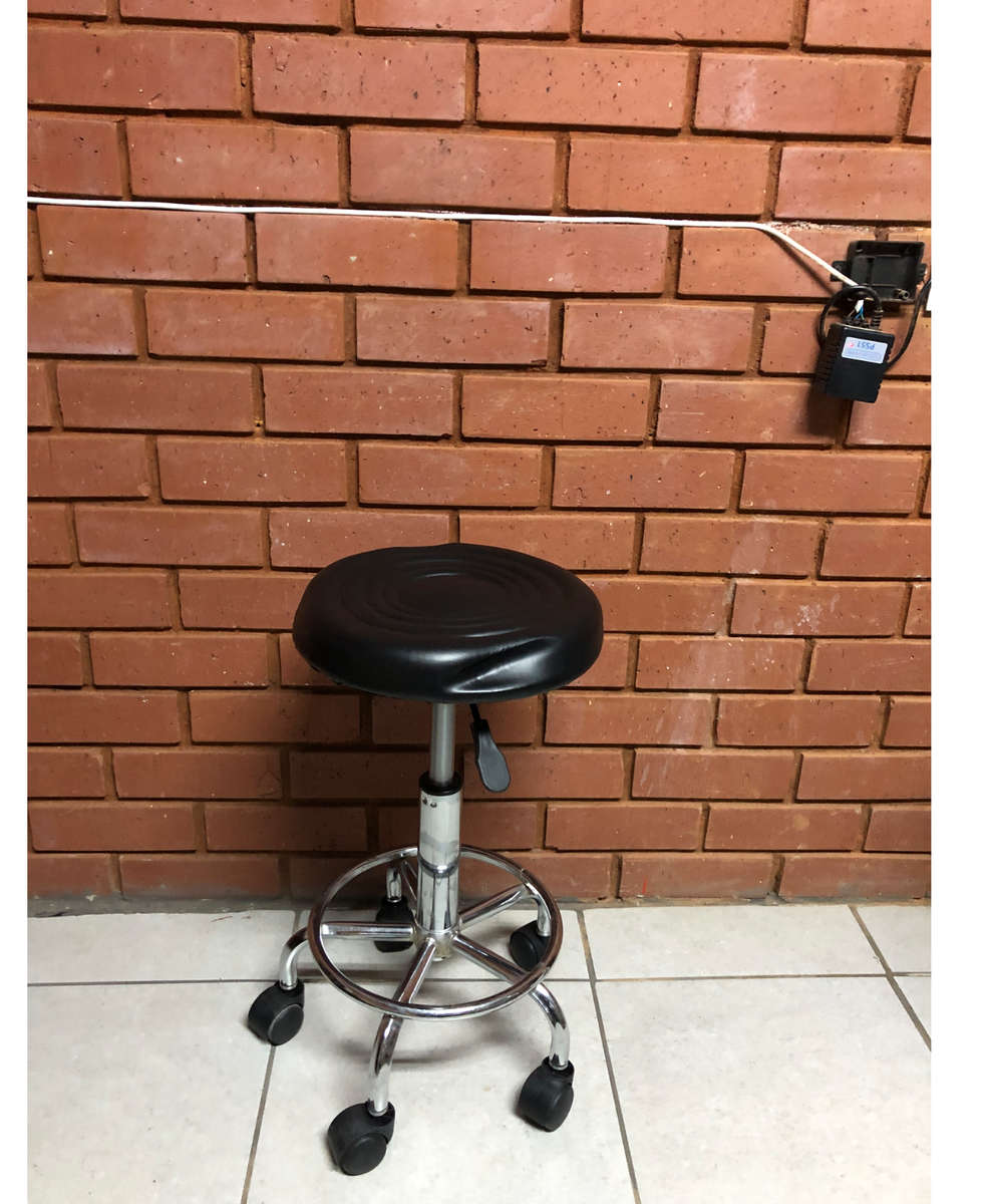 Adjustable Round Rolling Stool - Black