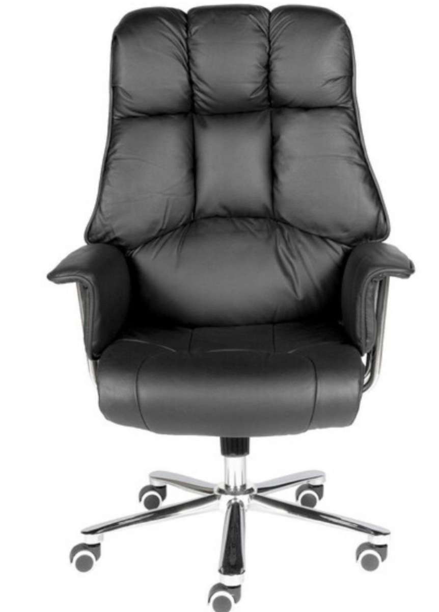 Executive chair faux leather thickly padded with rocker function and high back rest