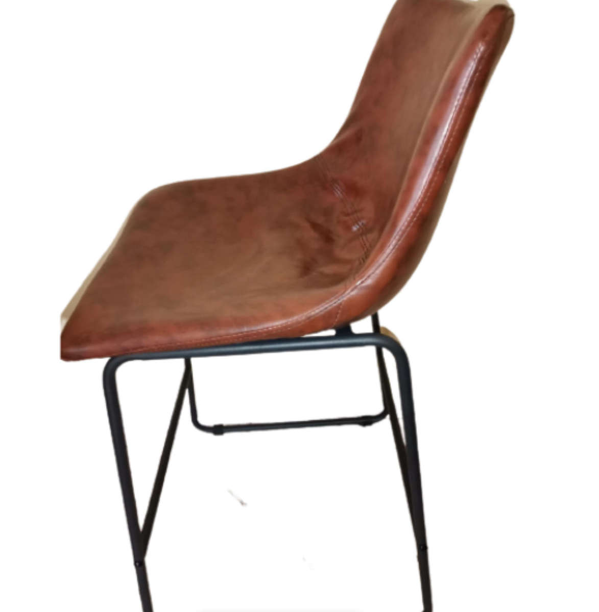 Brown faux leather barstool