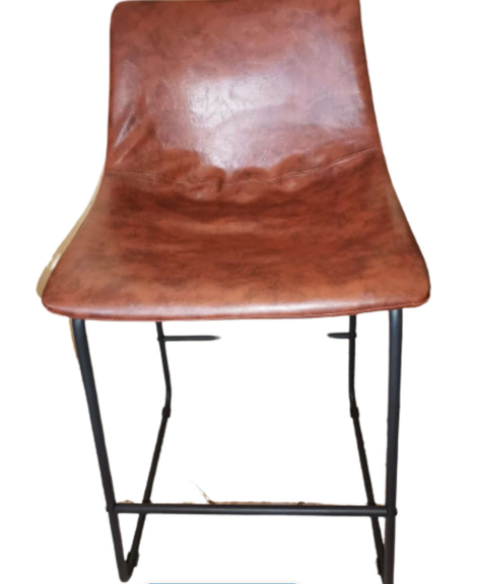Brown faux leather barstool