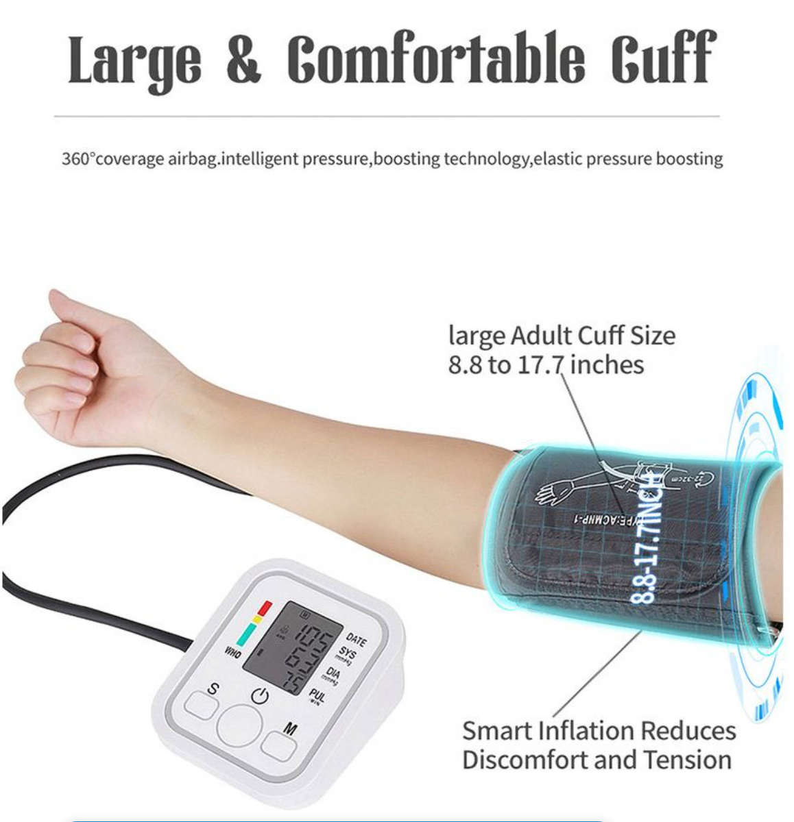 Blood Pressure Monitor Upper Arm BP Machine for Home Use BP Cuff