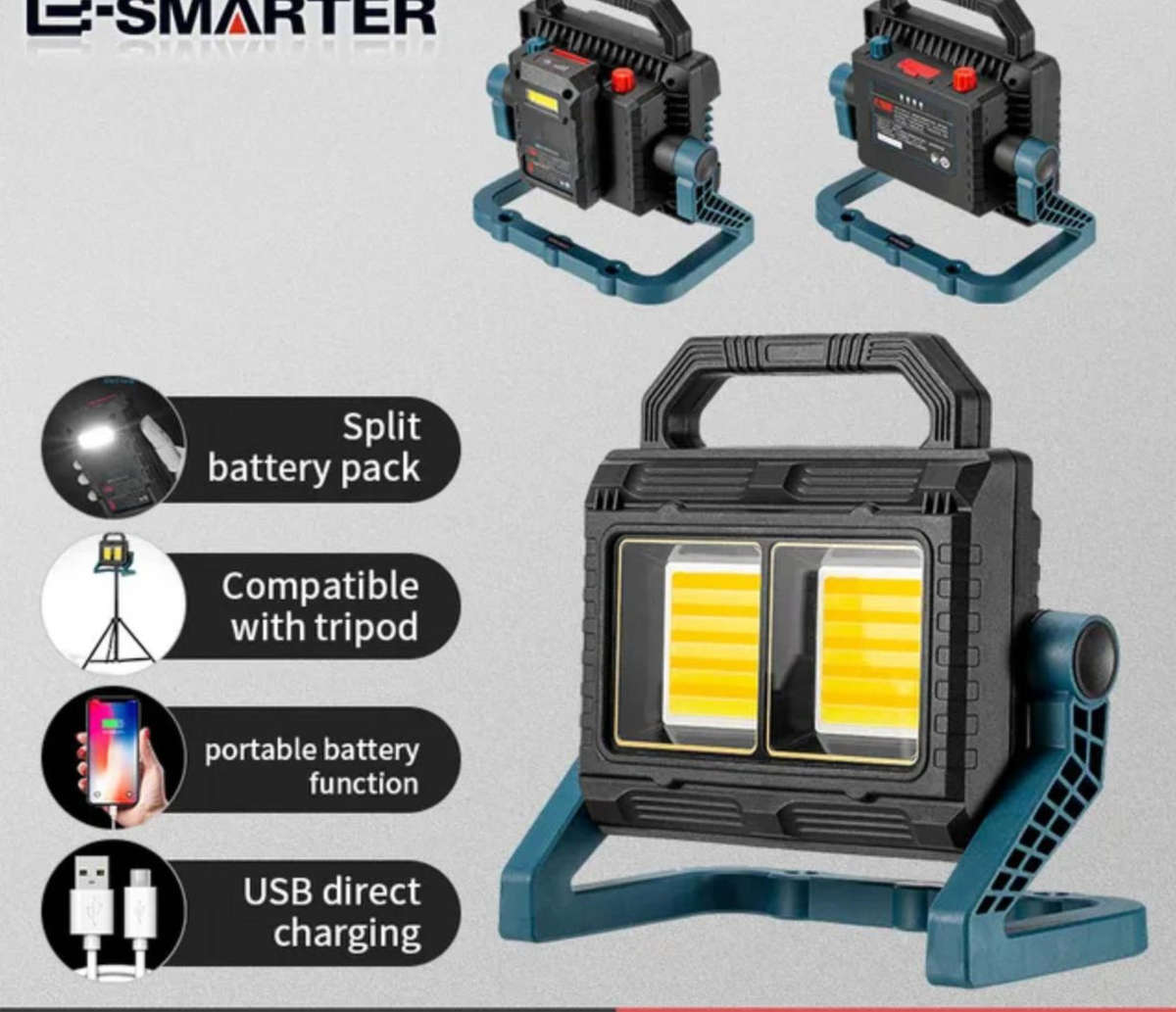 Multifunctional Work Light, flood lighting, built in rechargeable battery