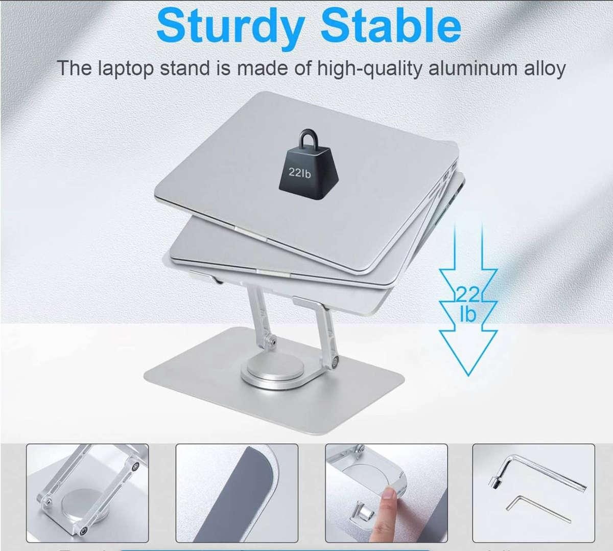 Laptop Stand 360 Swivel Adjustable - Portable Foldable Ergonomic