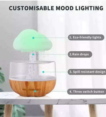 Rain Cloud Humidifier Rain Colorful Mushroom Cloud Raindrop Atmosphere Lamp Night Light