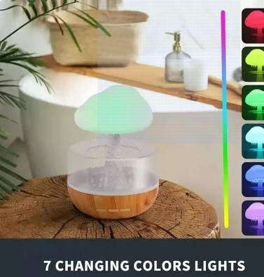 Rain Cloud Humidifier Rain Colorful Mushroom Cloud Raindrop Atmosphere Lamp Night Light