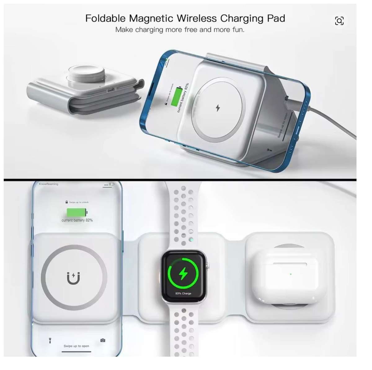 3-in-1 Magnetic Wireless Charger Pad for Apple