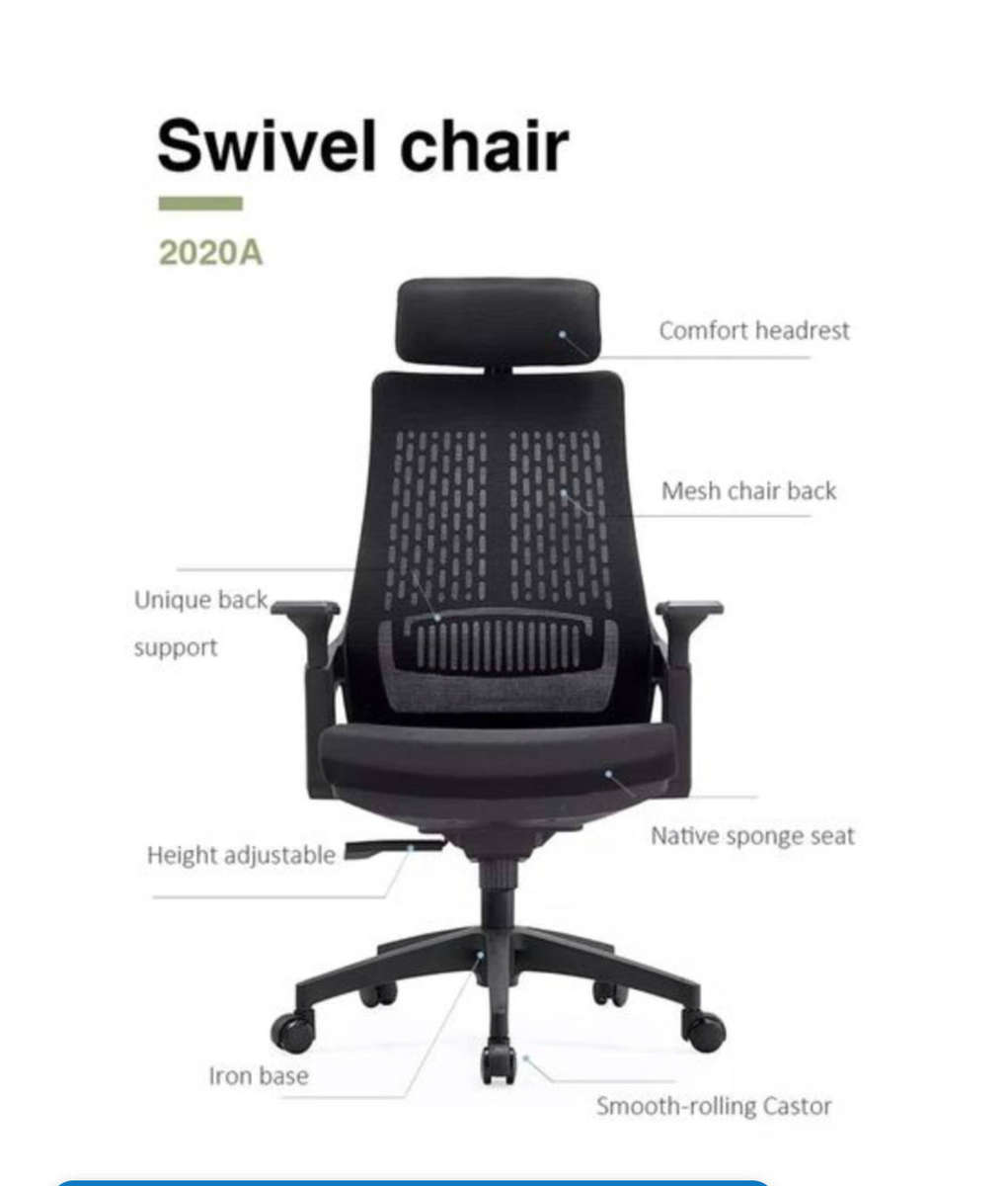 Mid-Back Executive Ergonomic Height Adjustable Office Chair - Black
