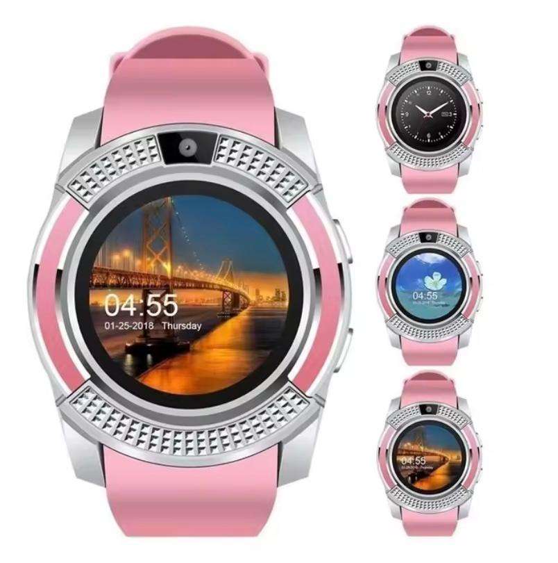 Bluetooth V8 Smart Watch Sports Fitness - Pink Only