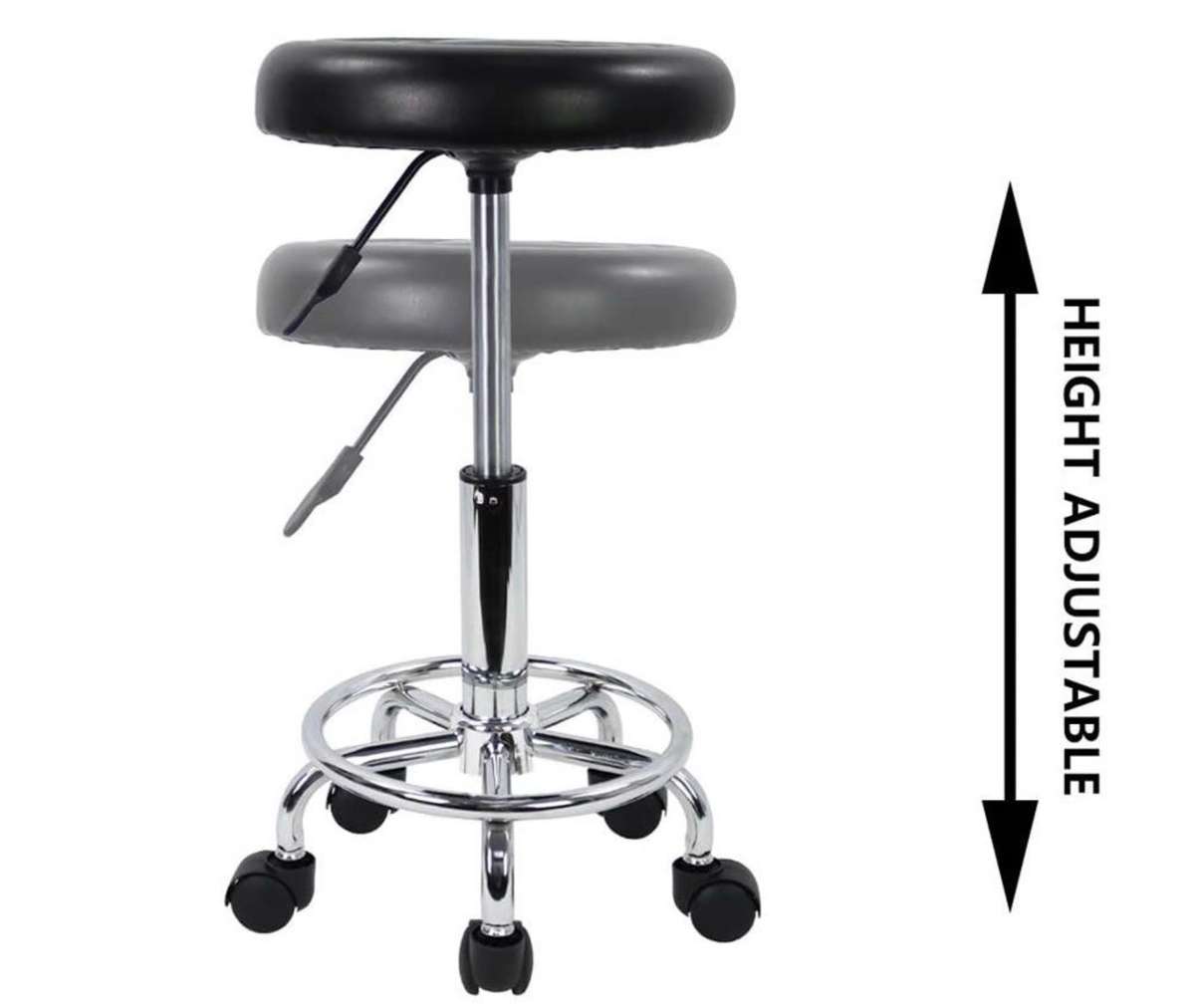 Adjustable Rolling Barstools with Wheels - Black - Secondhand