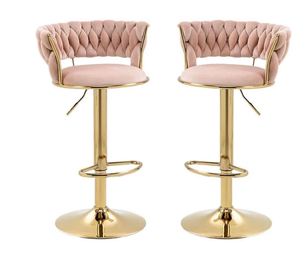 Velvet Swivel Luxury Bar Stools - HZ882 - Pink