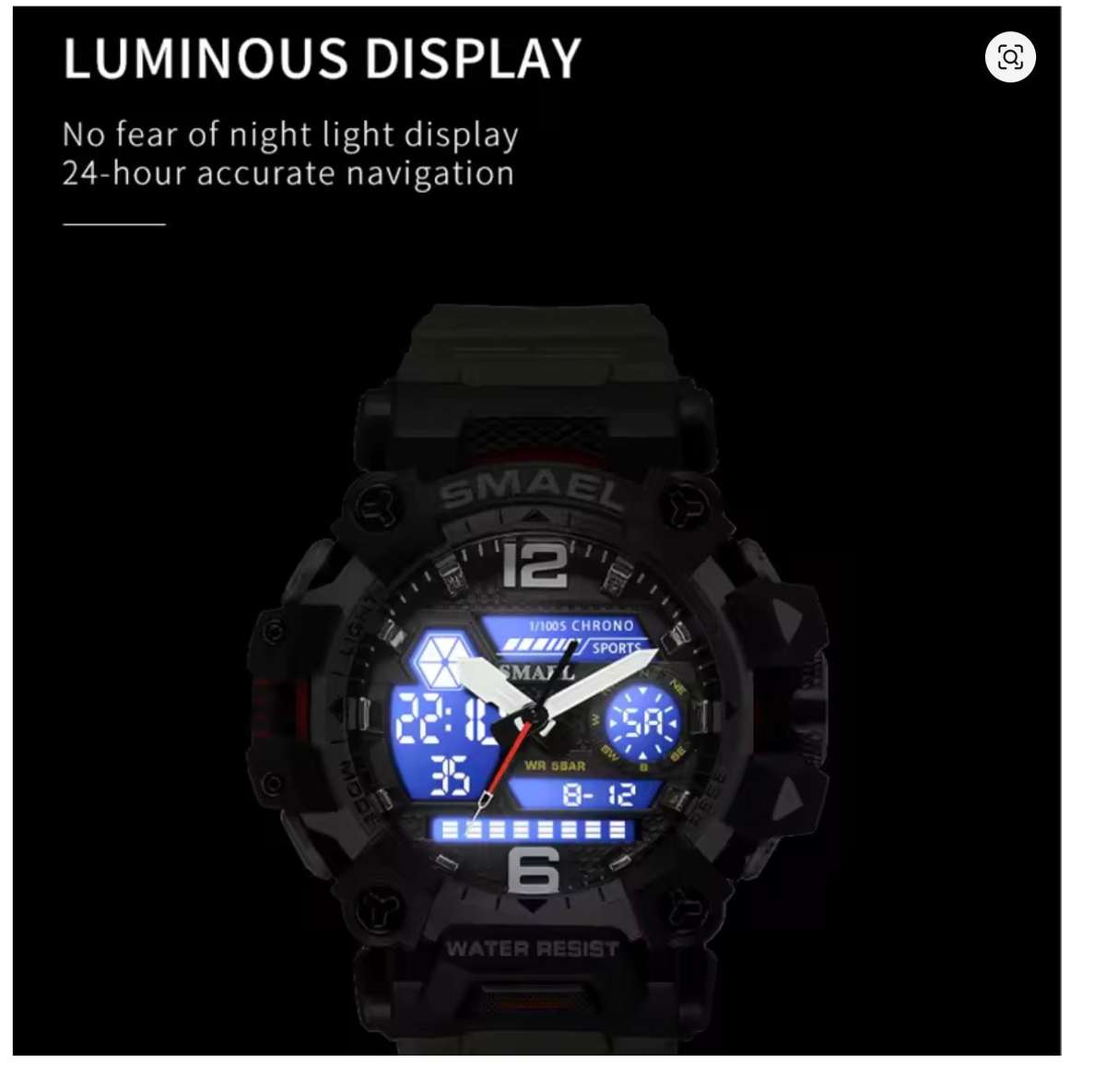 Outdoor Camping Multi-functional watch survival watch - Black g6