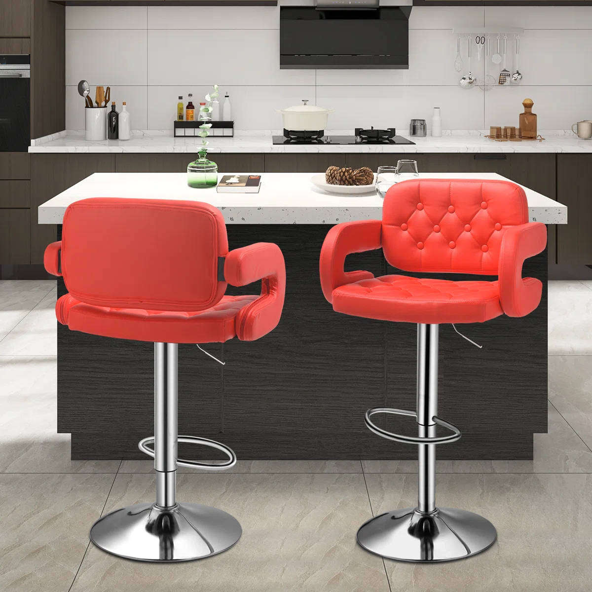 Saloon Chair - Bar Stool - Red - Secondhand