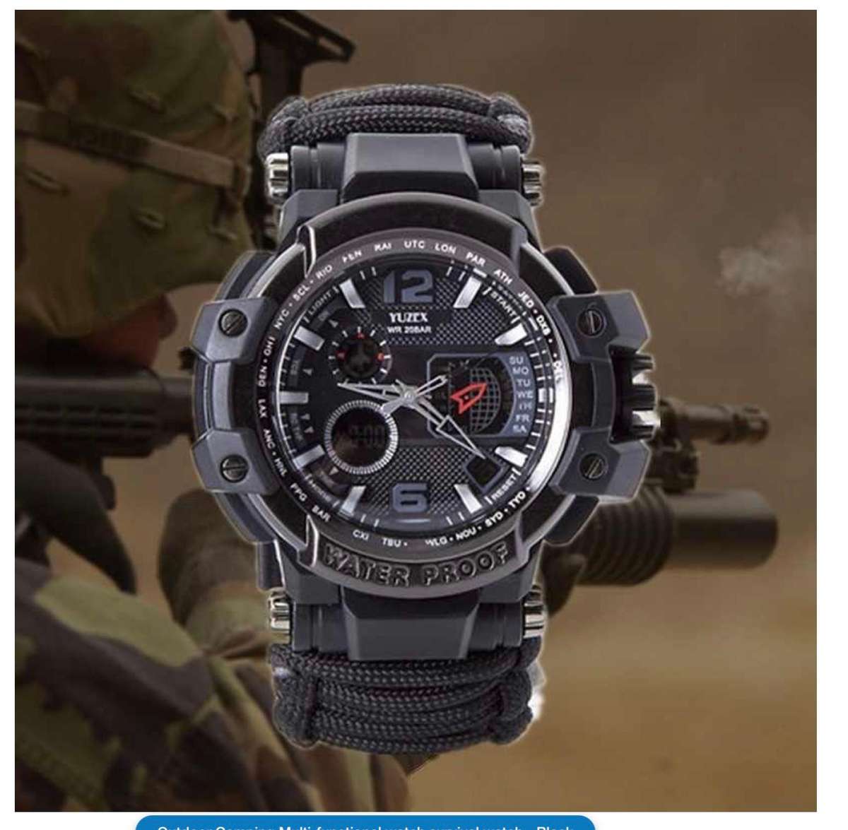 Outdoor Camping Multi-functional watch survival watch - Black g6