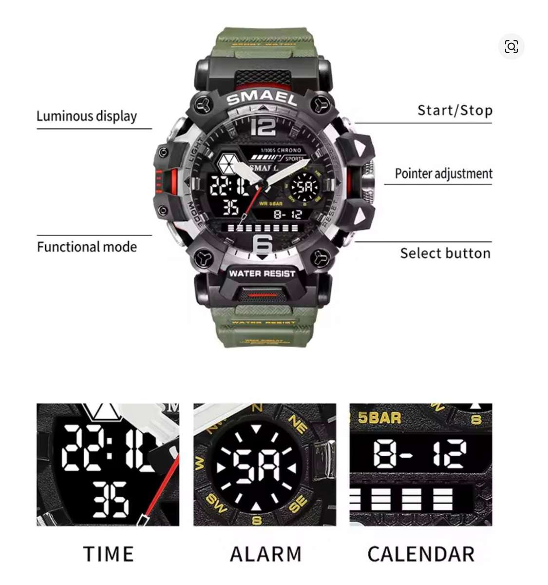 Outdoor Camping Multi-functional watch survival watch - Black g6
