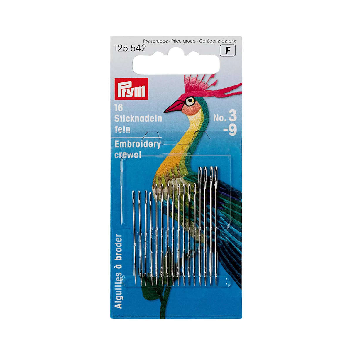 Prym Crewel needles, No. 3-9, assorted