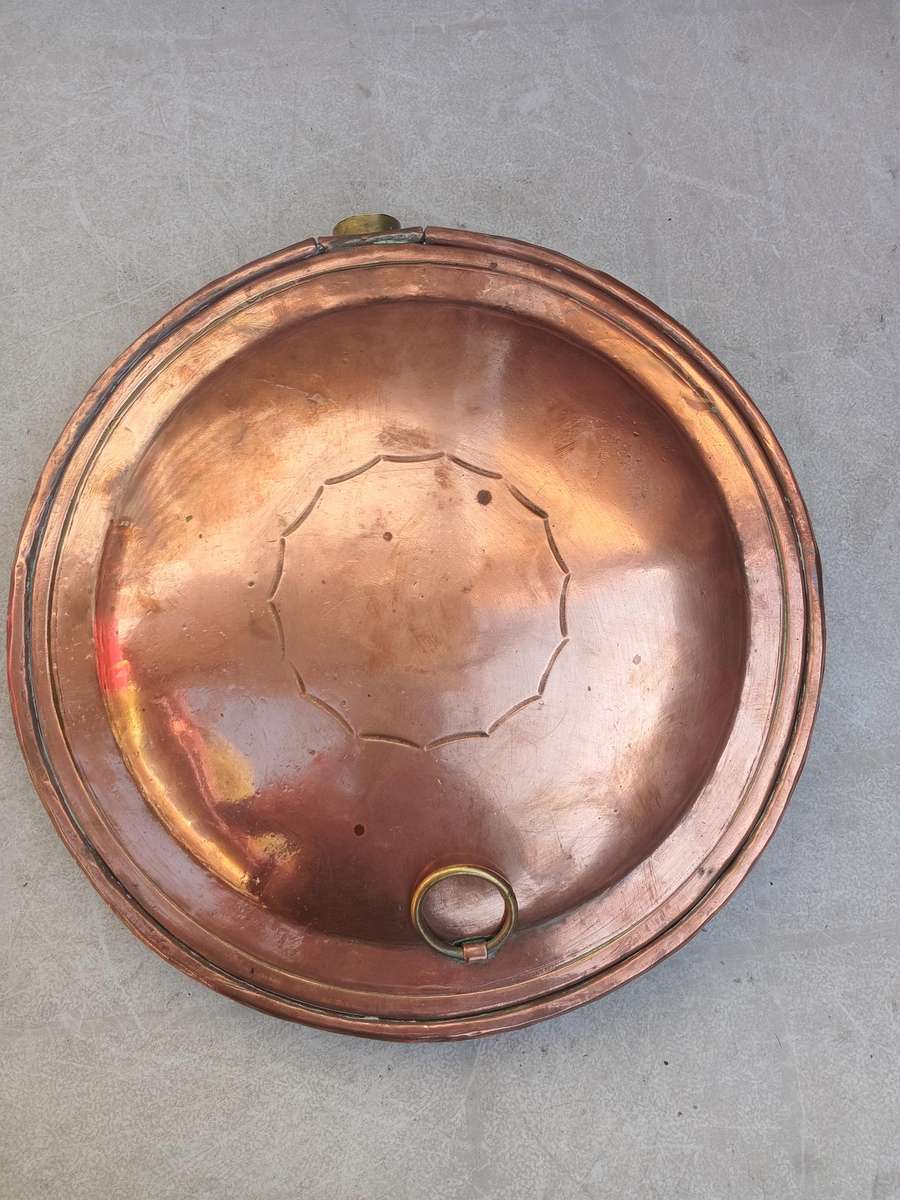 Antique de klerk copper bed warming pan