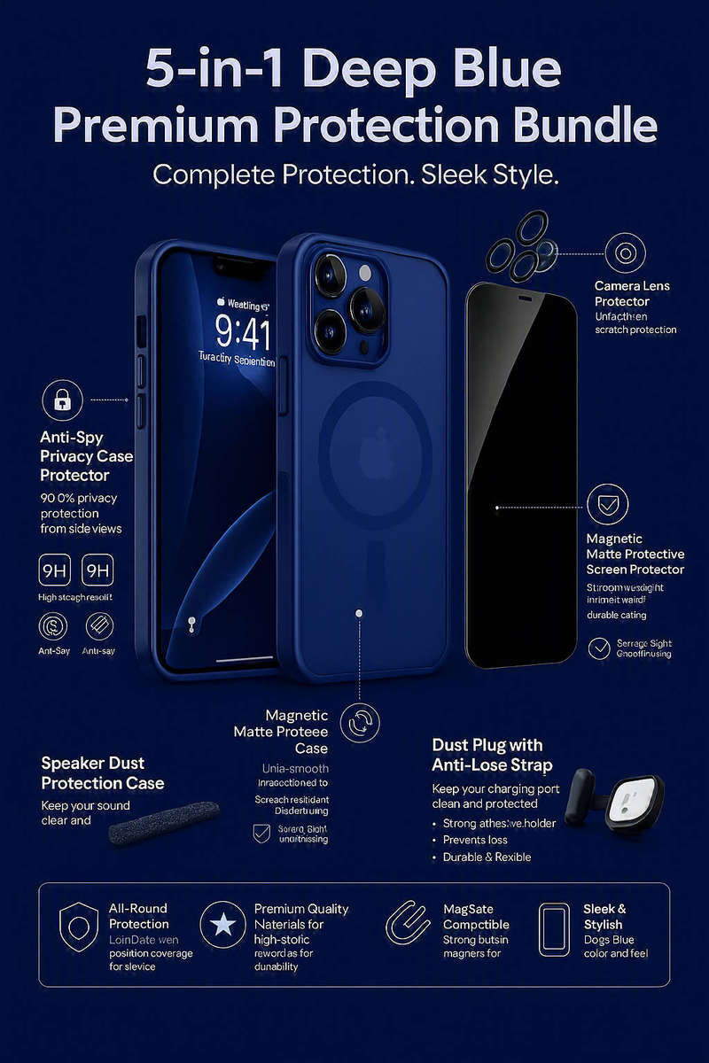 iPhone 17 5-in-1 Deep Blue Premium Protection Bundle