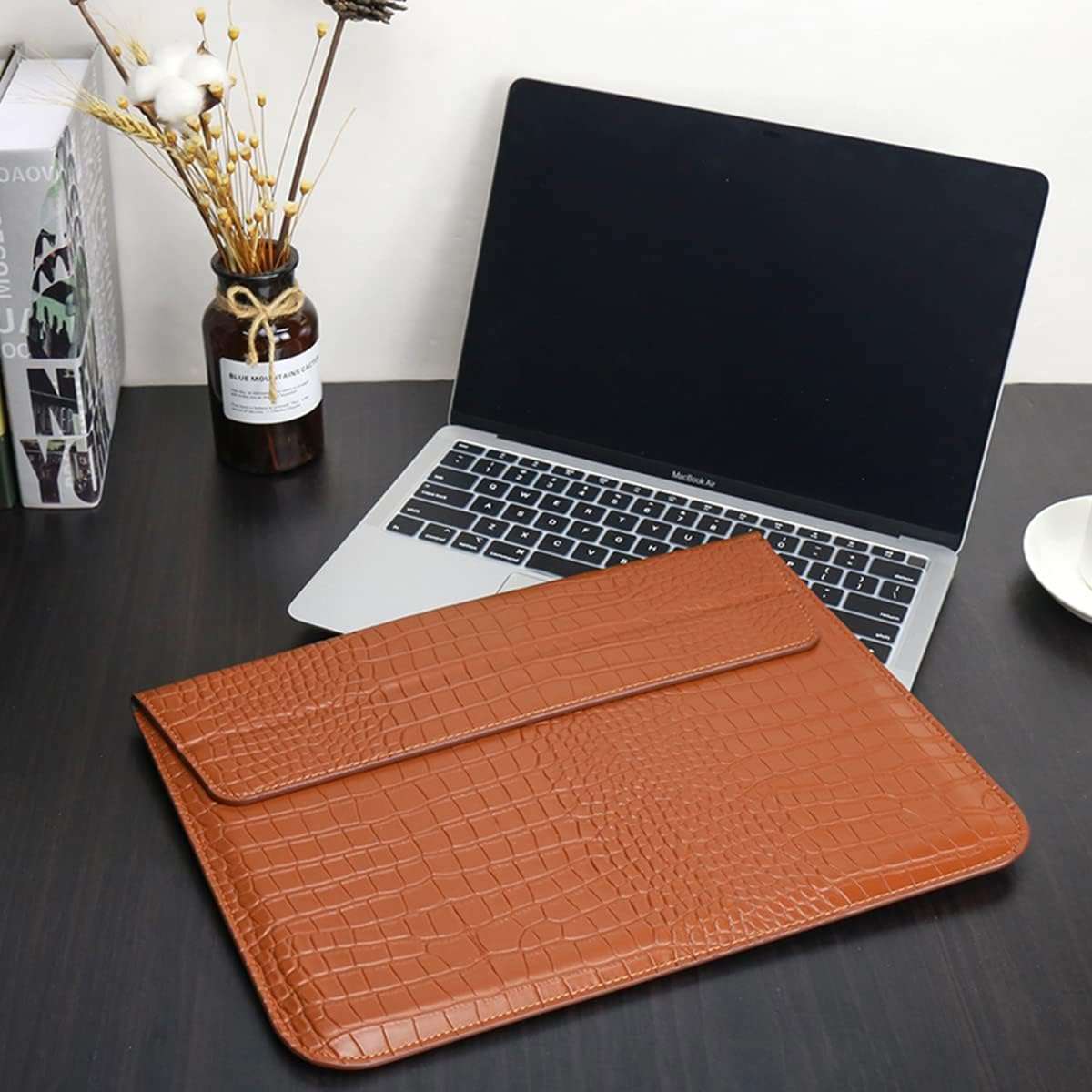 Laptop Sleeve with Stand, PU Leather Flap Style Case Bag for 13" MacBook Air/Pro & 13.3" Laptops