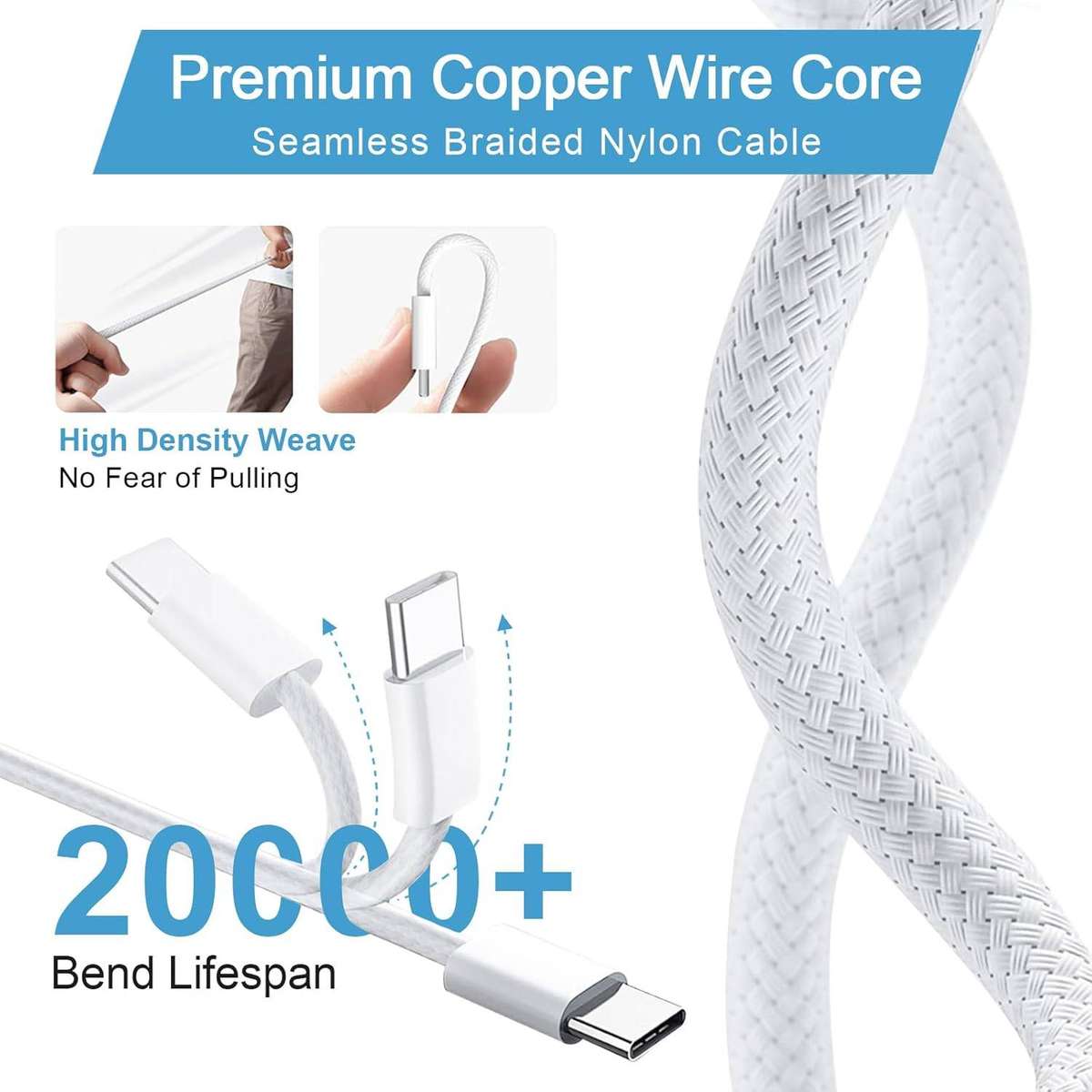 MacBook Air & Pro Charger  61W Super Fast Charger with 2.2M USB-C to MagSafe 3 T-Tip Braided Cable