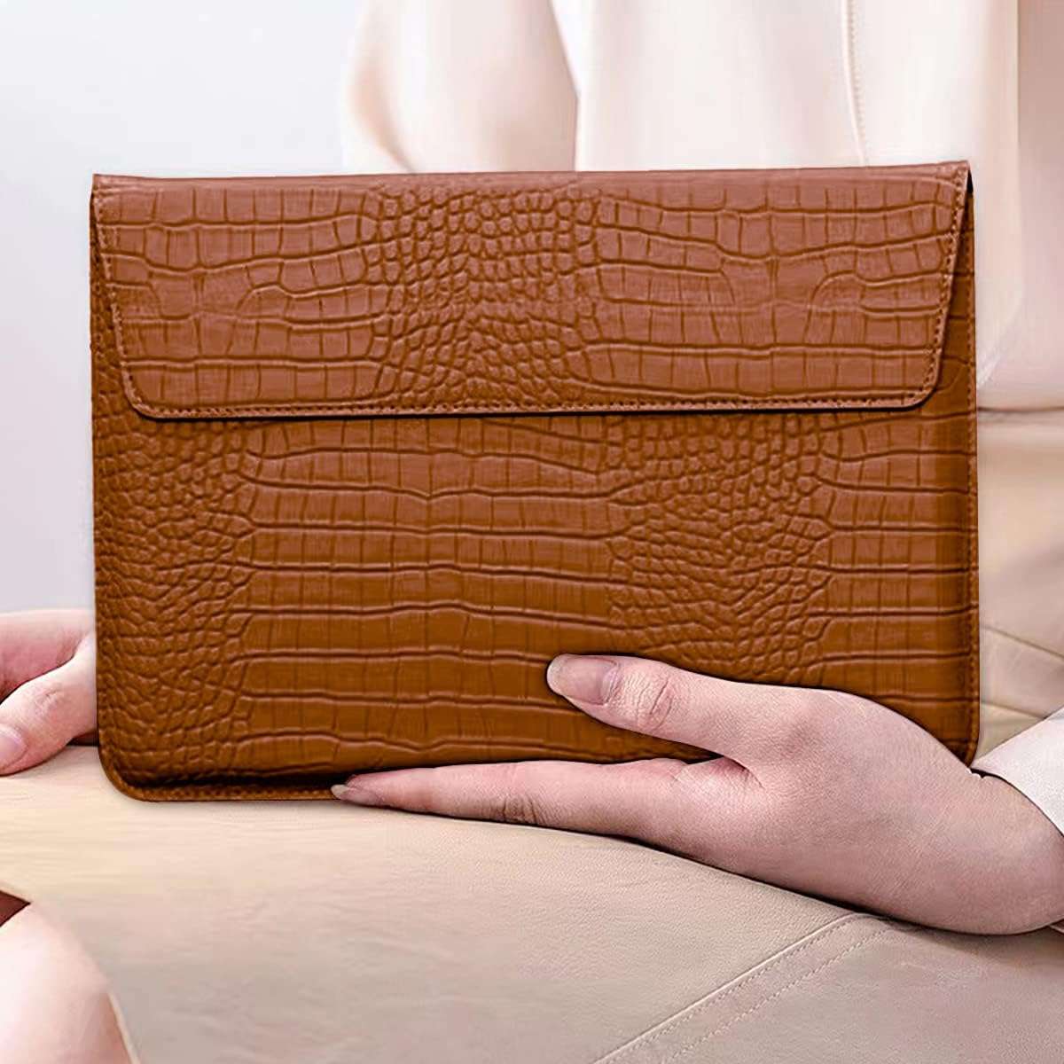 Laptop Sleeve with Stand, PU Leather Flap Style Case Bag for 13" MacBook Air/Pro & 13.3" Laptops