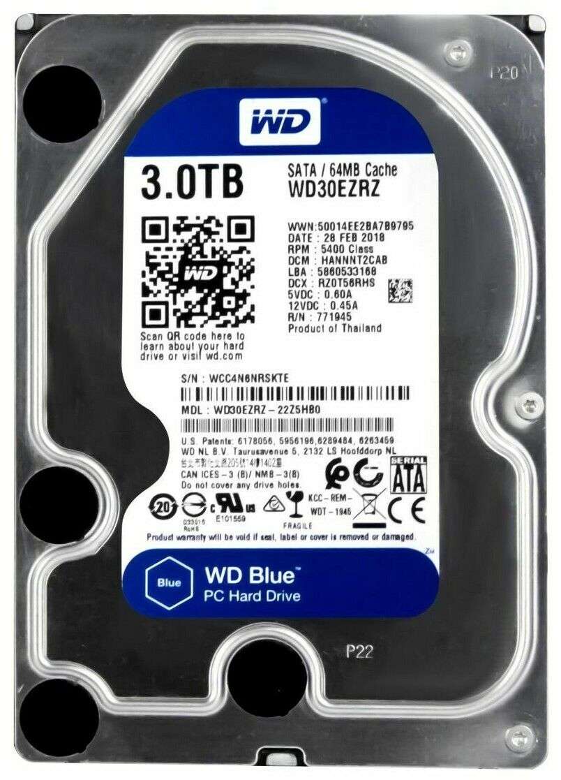 Western Digital 3TB WD Blue Hard Drive HDD - WD30EZAX