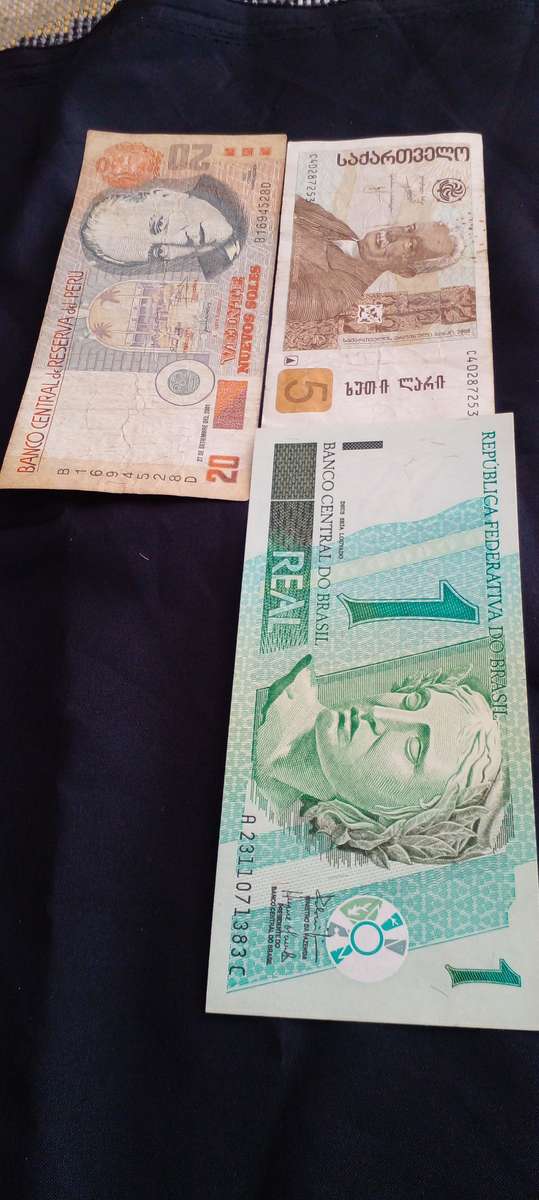BANKNOTES FROM PERU, BRAZIL AND GEORGIA.GREAT CONDITION.