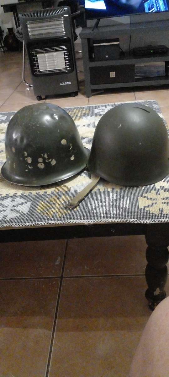 SADF BUSH WAR ERA INFANTERY HELMET. INNER AND STRAP SECOND SMALLER HELMET INTACT. SEE DESC.