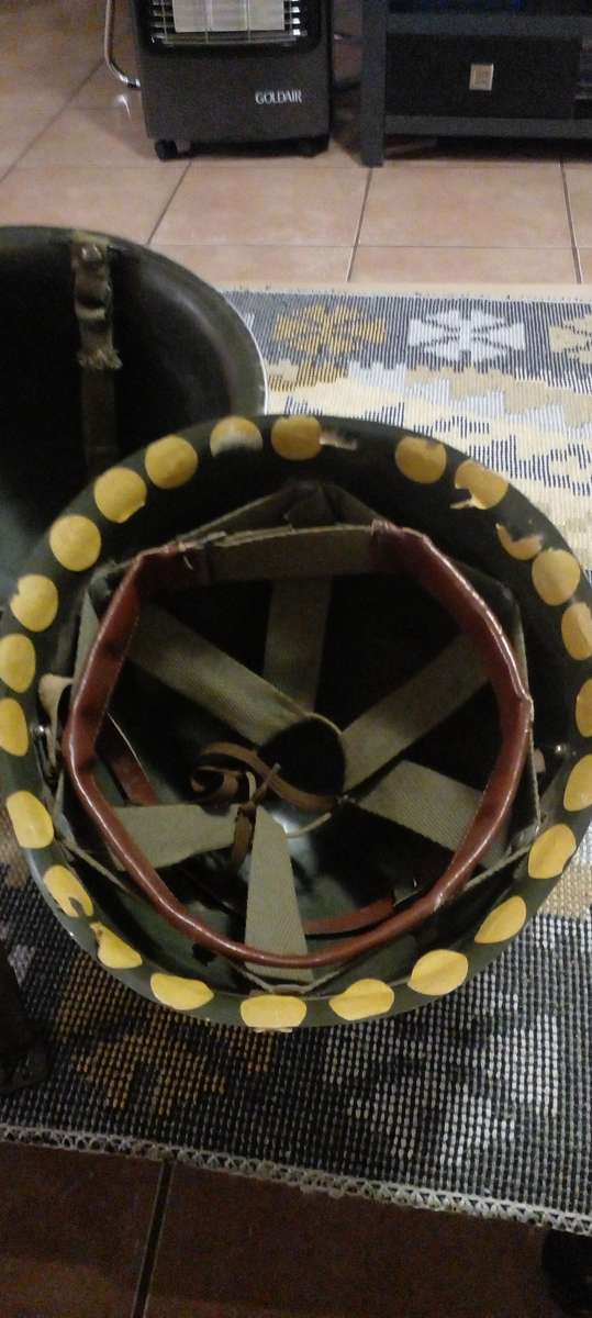 SADF BUSH WAR ERA INFANTERY HELMET. INNER AND STRAP SECOND SMALLER HELMET INTACT. SEE DESC.