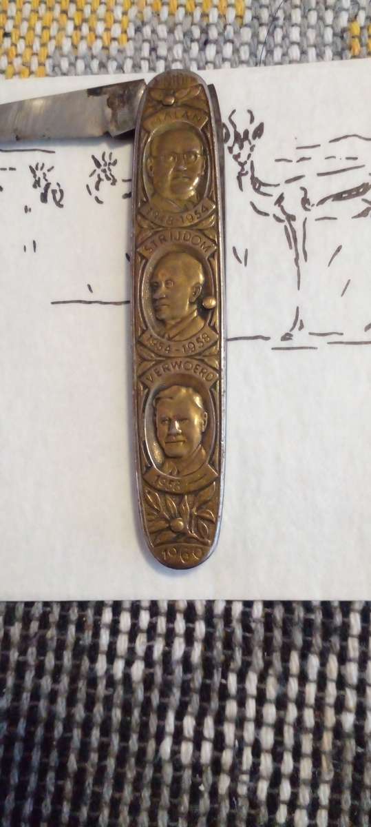 1910/1960 UNION OF SA COMMEMERATIVE PRIME MINISTERS' POCKET KNIVE. MADE BY SOLINGEN, GERMANY.DESC.