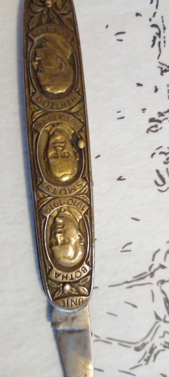 1910/1960 UNION OF SA COMMEMERATIVE PRIME MINISTERS' POCKET KNIVE. MADE BY SOLINGEN, GERMANY.DESC.