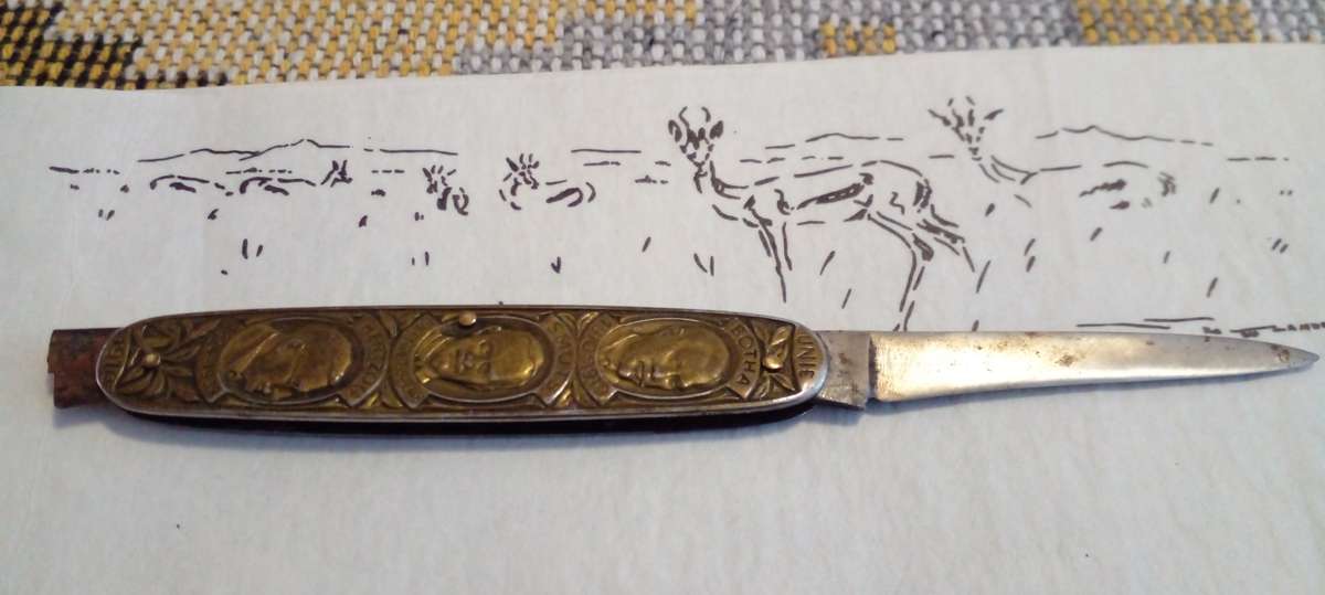 1910/1960 UNION OF SA COMMEMERATIVE PRIME MINISTERS' POCKET KNIVE. MADE BY SOLINGEN, GERMANY.DESC.