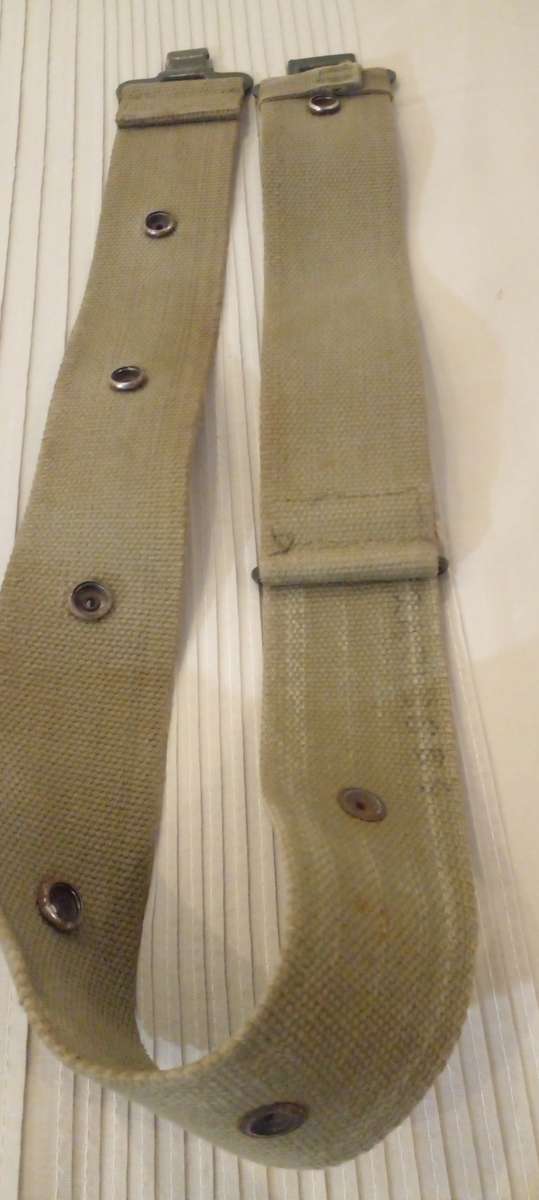 SADF OLD "BROWNS" BATTLE PANTS WITH A WEB BELT.