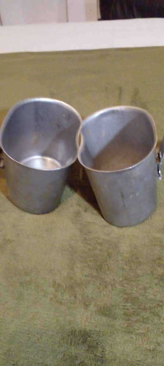 2x old SADF water and fire buckets.